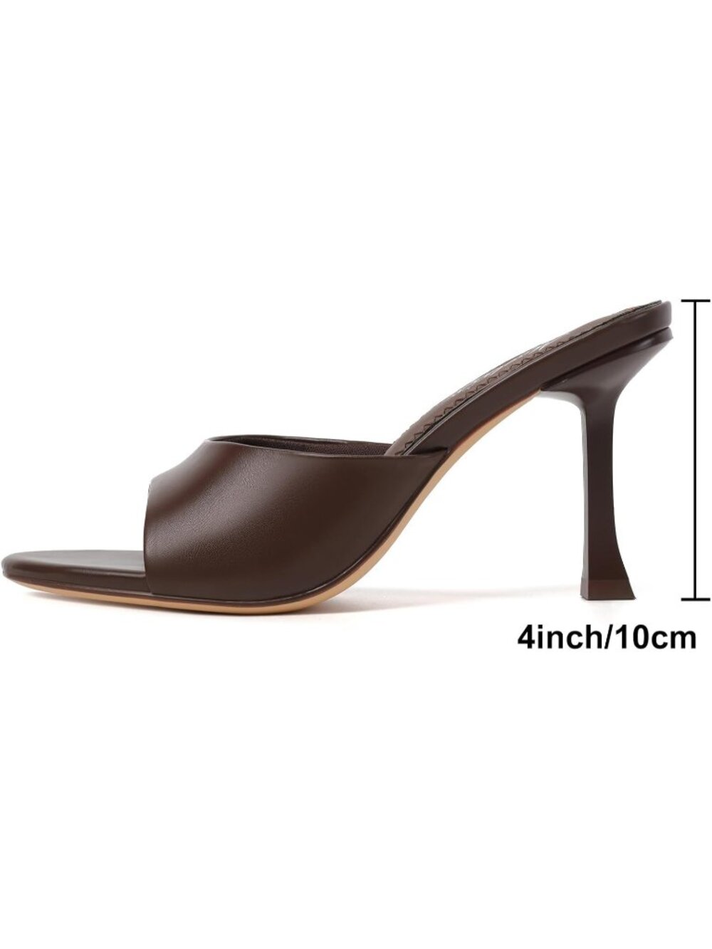 Women's Brown 8 Round Toe Kitten Heels Stiletto Strapless Backless Party Sandals - Picture 5 of 6